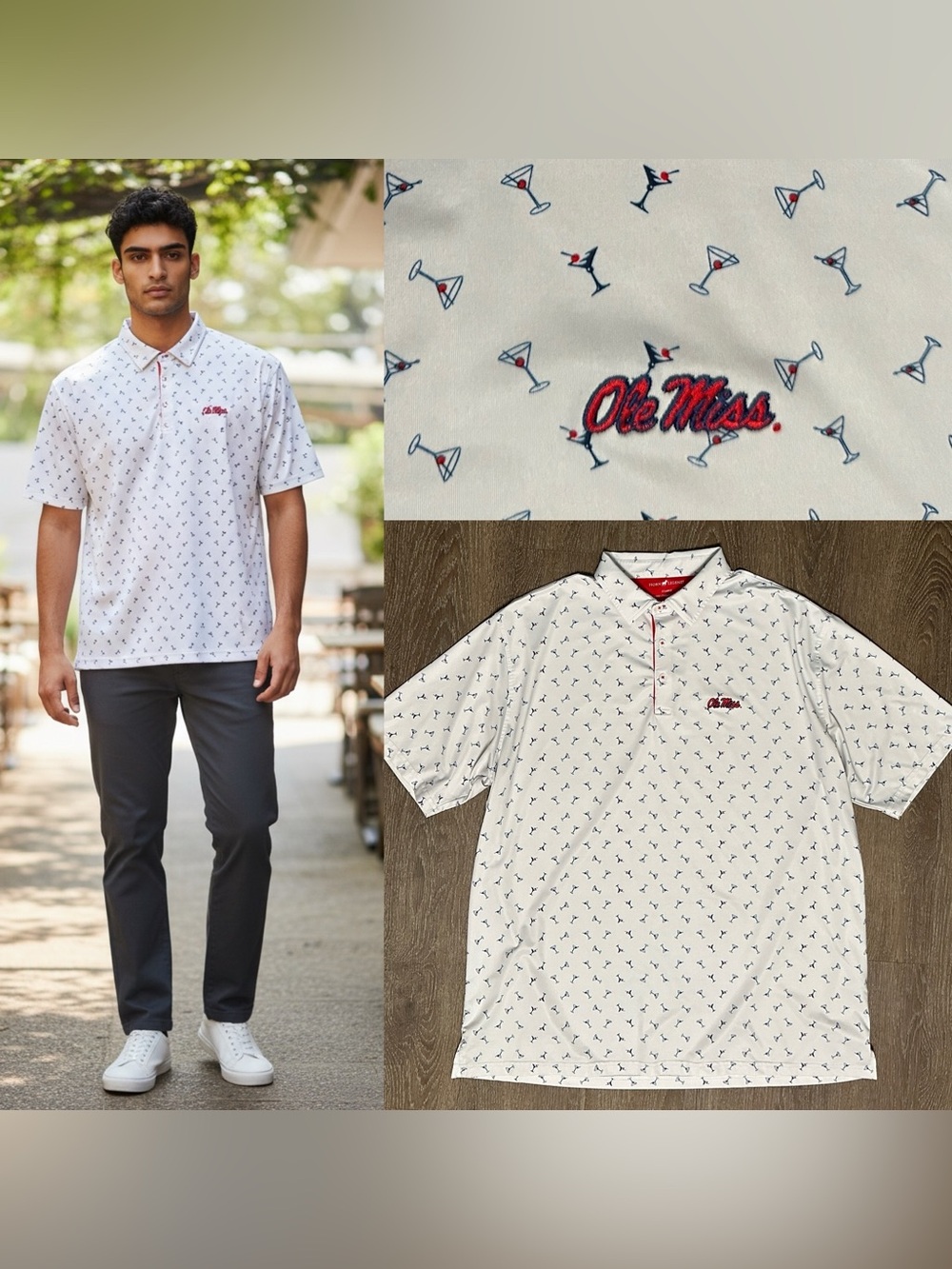 Men’s HORN LEGEND'
X-LARGE
BAMBOO CHARCOAL LUXURY Polo Shirt Ole Miss  VGC